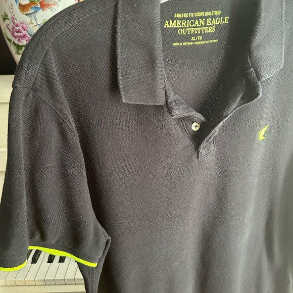 American Eagle Outfitters Black Polo with Bright Green Highlights XL - Picture 6 of 16